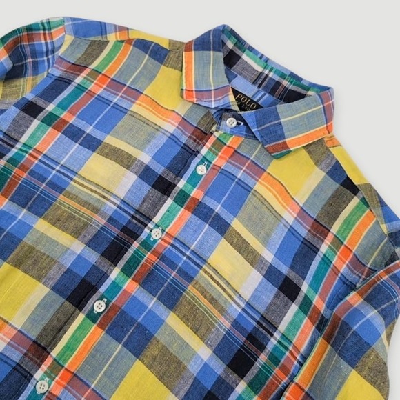 Polo Ralph Lauren Other - Polo Ralph Lauren Linen Button Up Shirt Mens Large Multicolor Plaid Long Sleeve